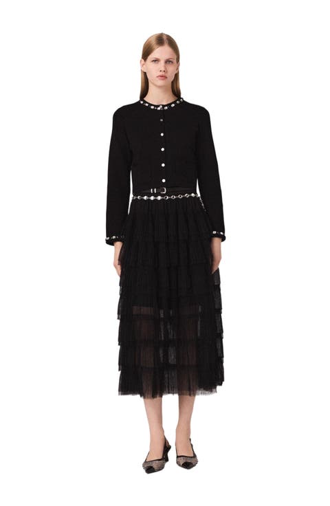 Cropped jewellery detail cardigan