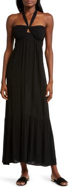 Elan Tiered Halter Maxi Cover-Up Dress