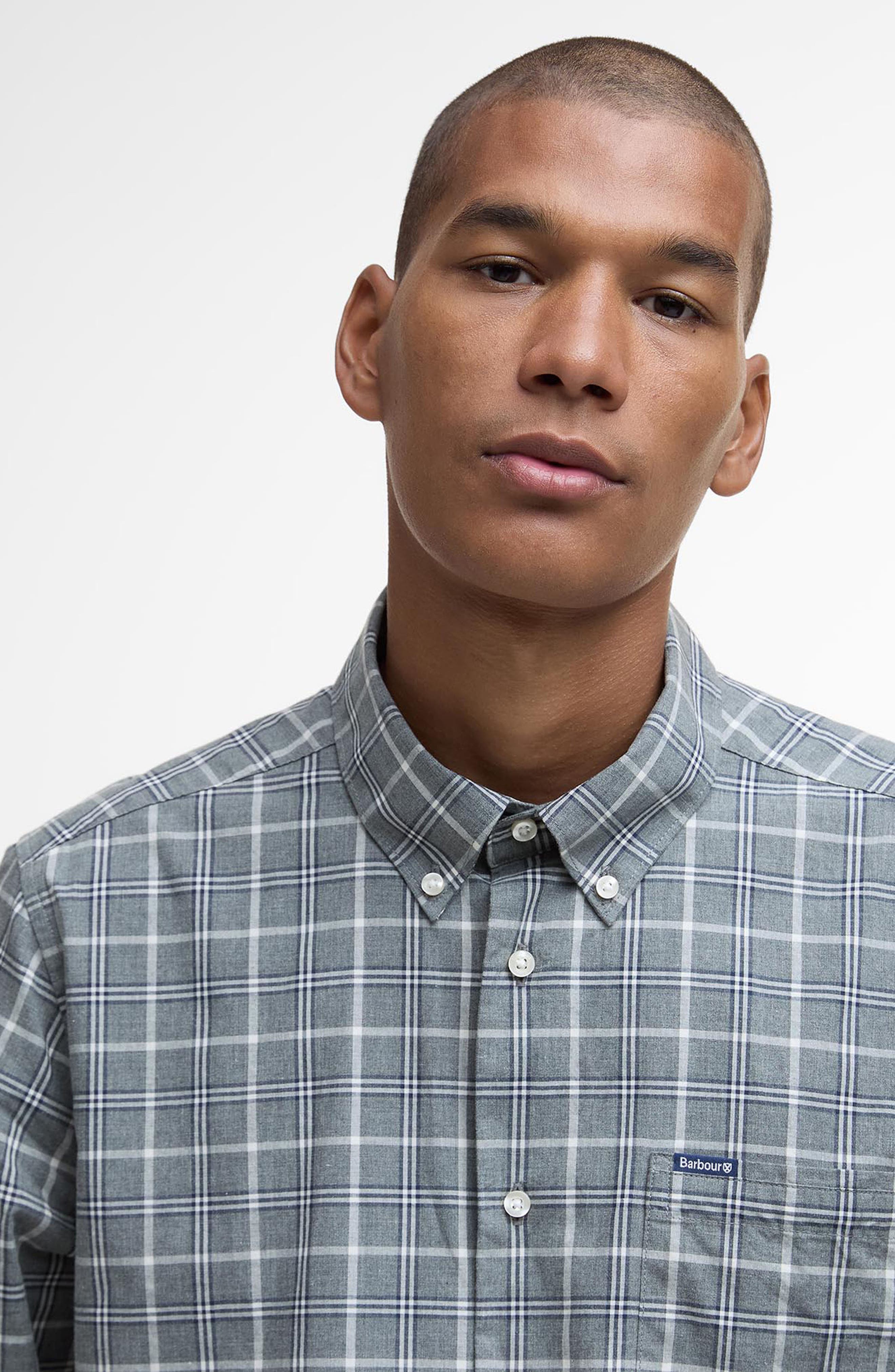 Bramham Tailored Fit Plaid Cotton Button-Down Shirt - image 2