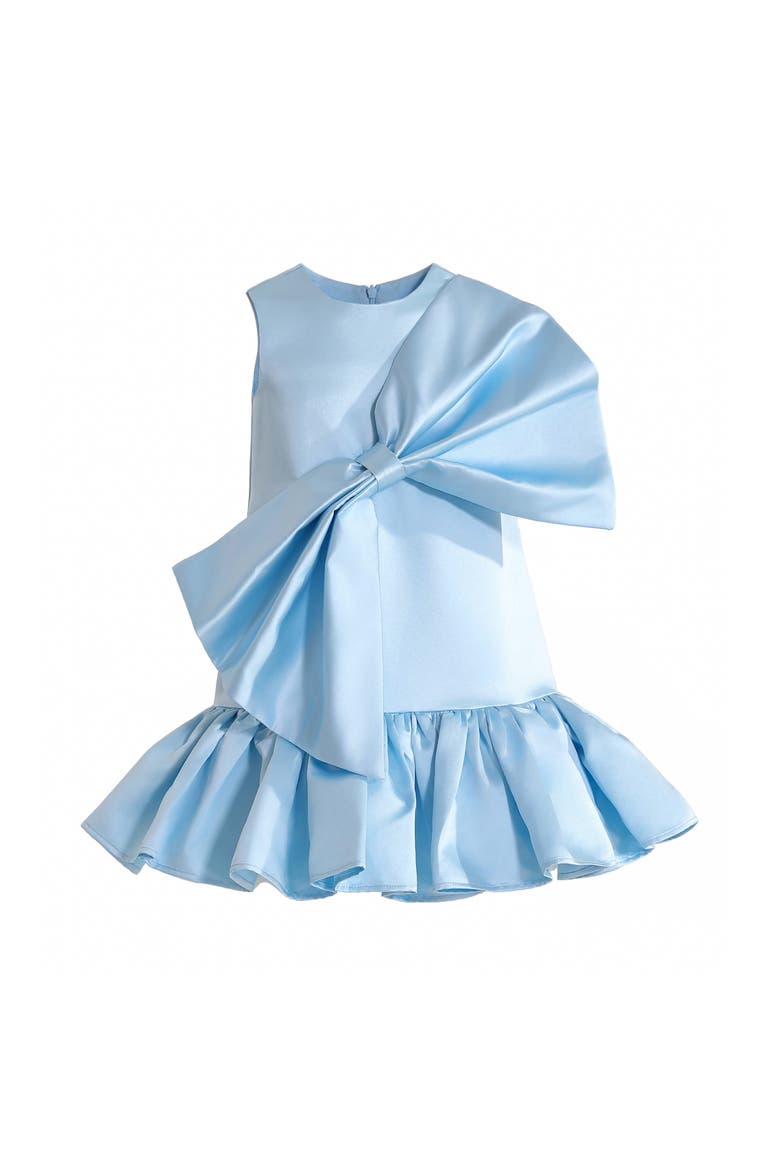 Dahlielle Satin Bow Dress, Main, color, Blue