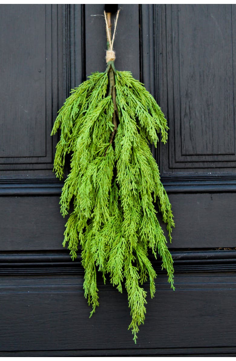 Darby Creek Trading Real Touch Cedar Teardrop Christmas Holiday Swag, Alternate, color, Green Set Of Two