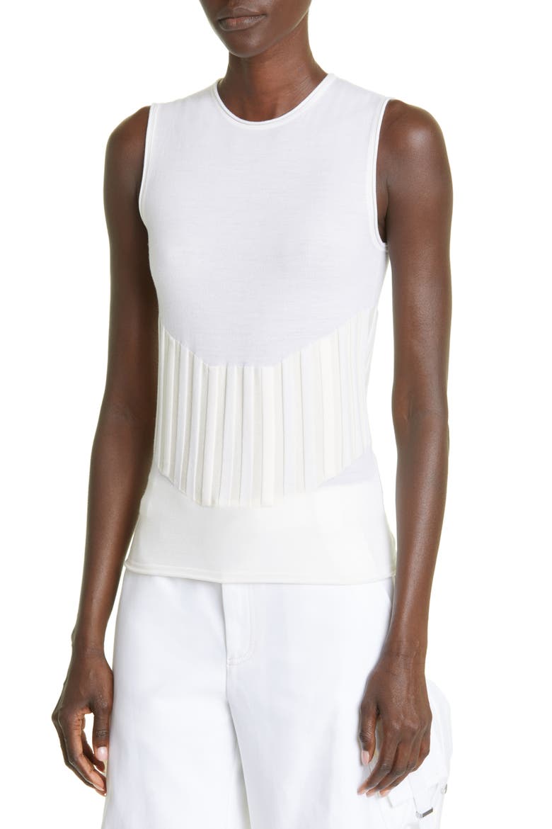Two-Tone Merino Wool Blend Tank, Alternate, color, WHITE/ CREAM