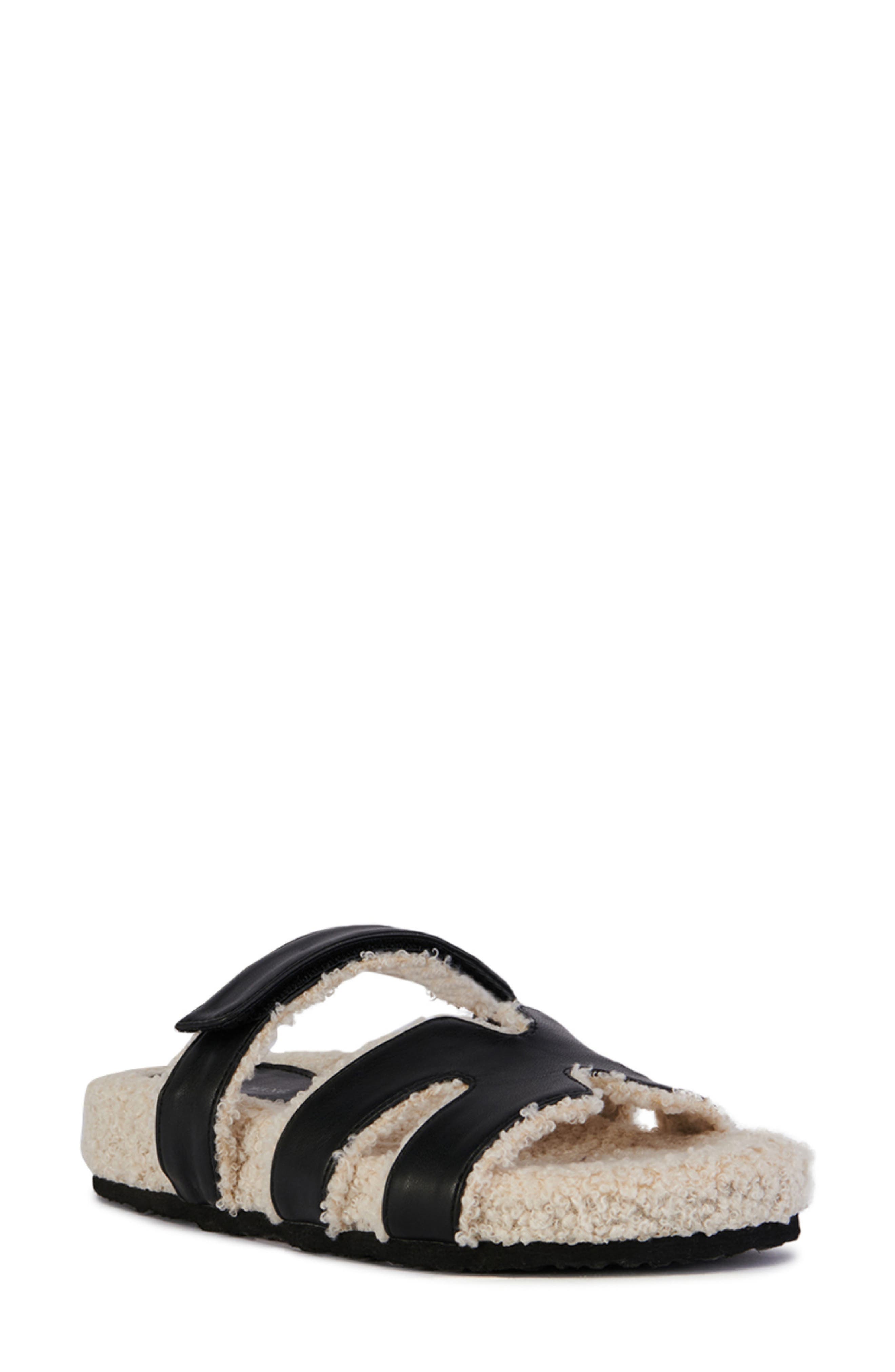 AZALEA WANG Dovey Faux Shearling Slide Sandal