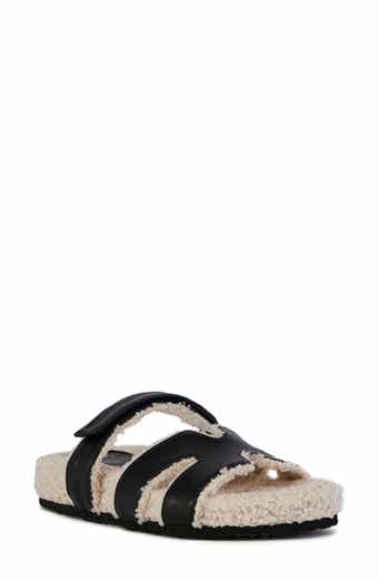 AZALEA WANG Dovey Faux Shearling Slide Sandal