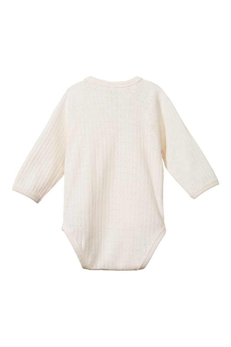 Long Sleeve Organic Cotton Pointelle Wrap Bodysuit, Alternate, color, NATURAL