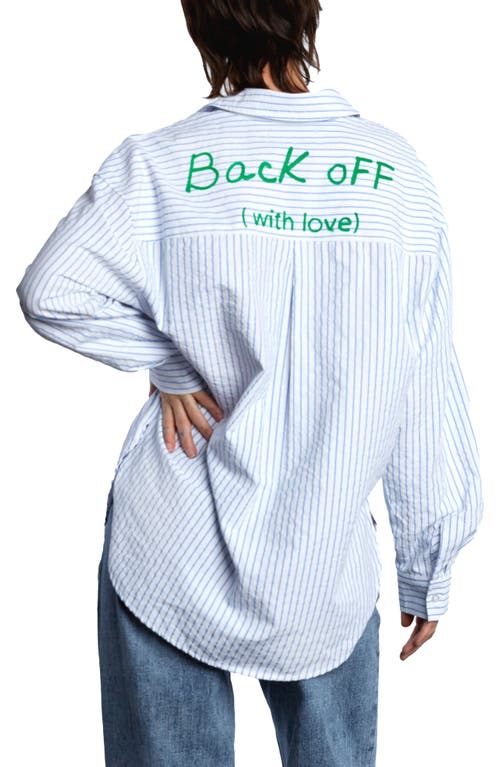 Billy T Back Off With Love Stripe Shirt In Blu Pinstripes