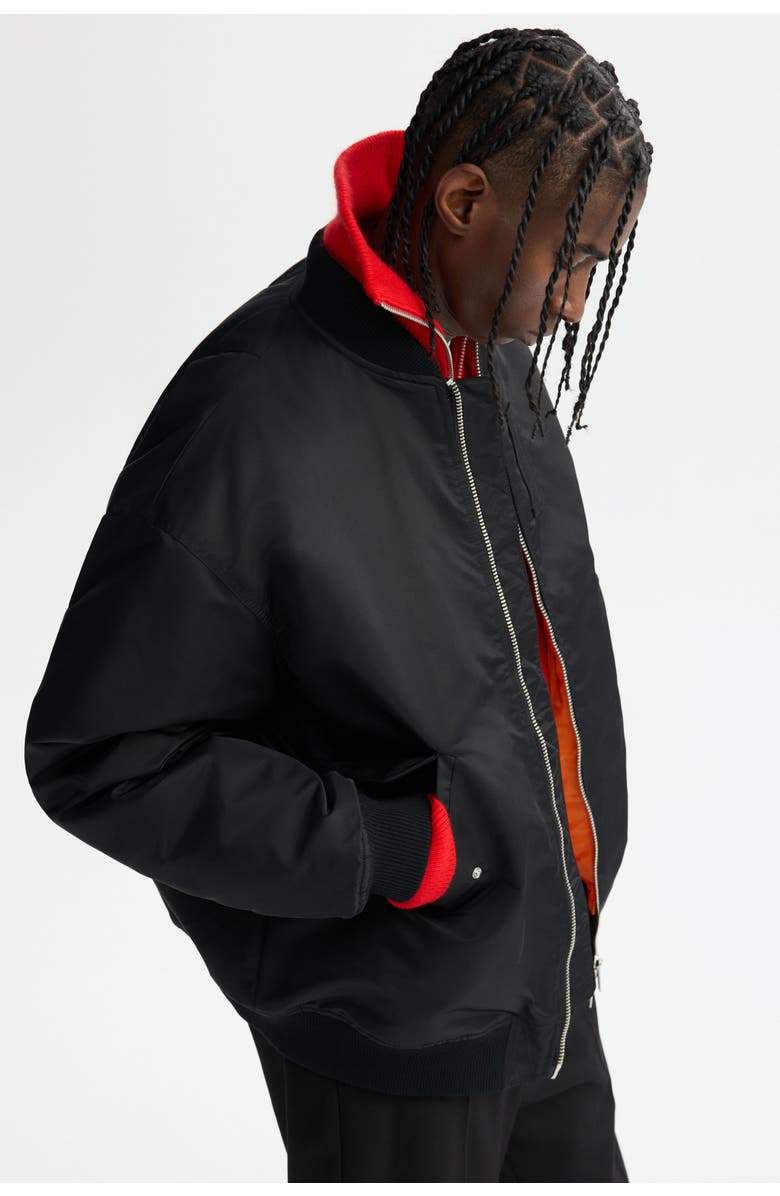 H&M Padded Bomber Jacket, Alternate, color, Black