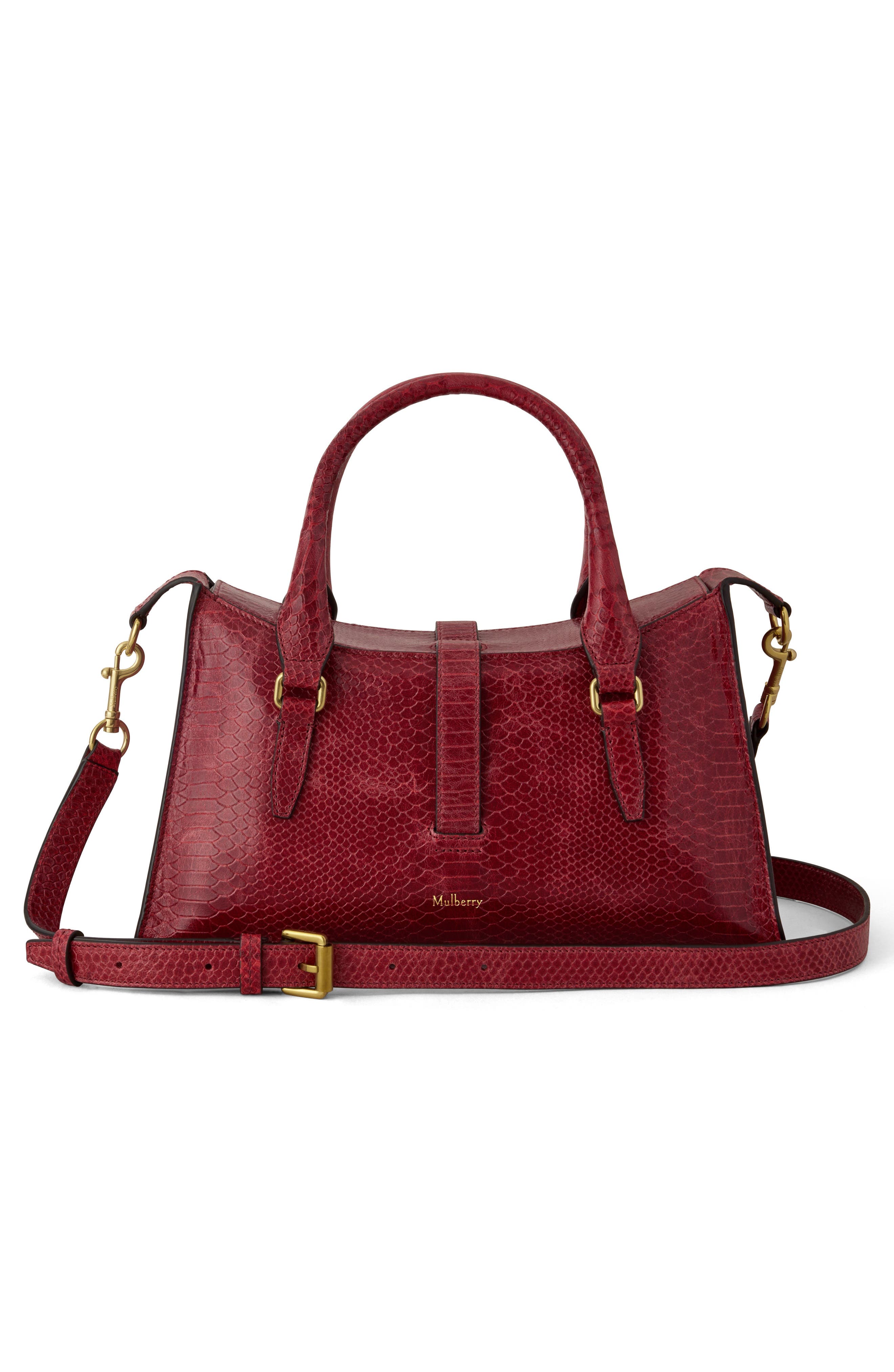Small Roxanne Croc Embossed Leather Satchel, Alternate, color, APPLE RED