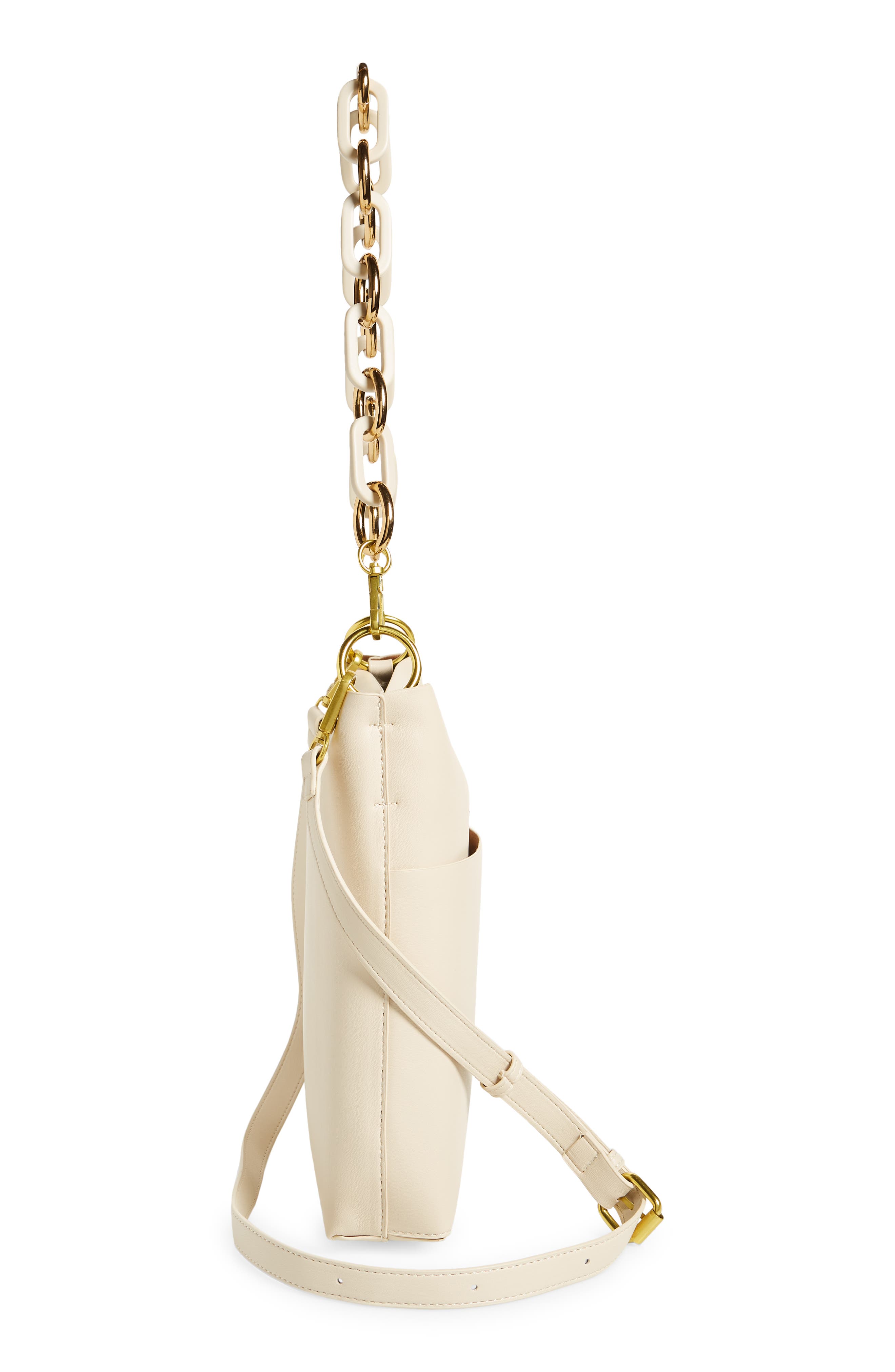 Mini Convertible Faux Leather Tote, Alternate, color, IVORY