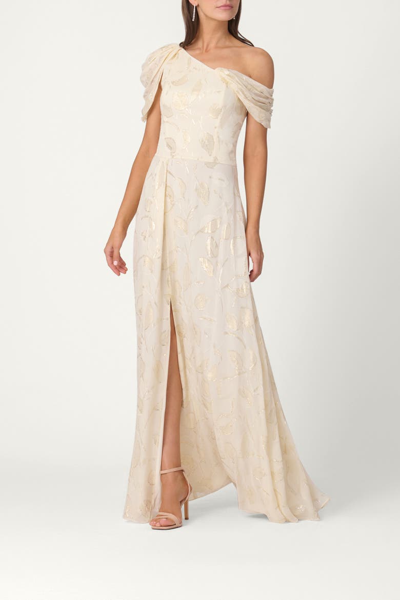 Midnight Lurex Chiffon Penelope Dress, Main, color, Ivory/Gold