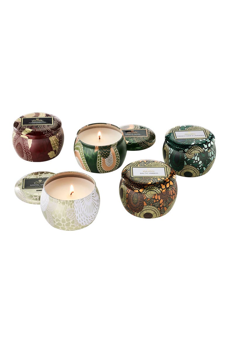 Japonica Set of 5 Mini Tin Candles (Limited Edition) (Nordstrom Exclusive), Main, color, JAPONICA BEST SELLERS
