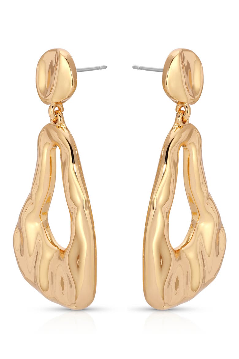 Molten Drop Earrings, Alternate, color, GOLD