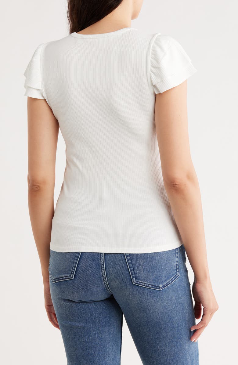 CYRUS Cap Sleeve Rib Top, Alternate, color, Bone