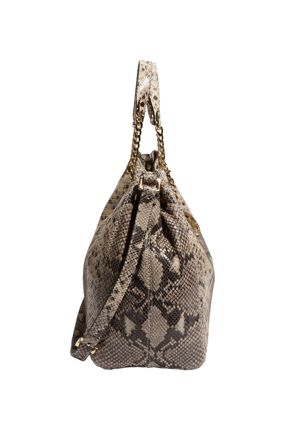 'Jet Set - Large' Snake Embossed Leather Shoulder Tote, Alternate, color, DARK SAND