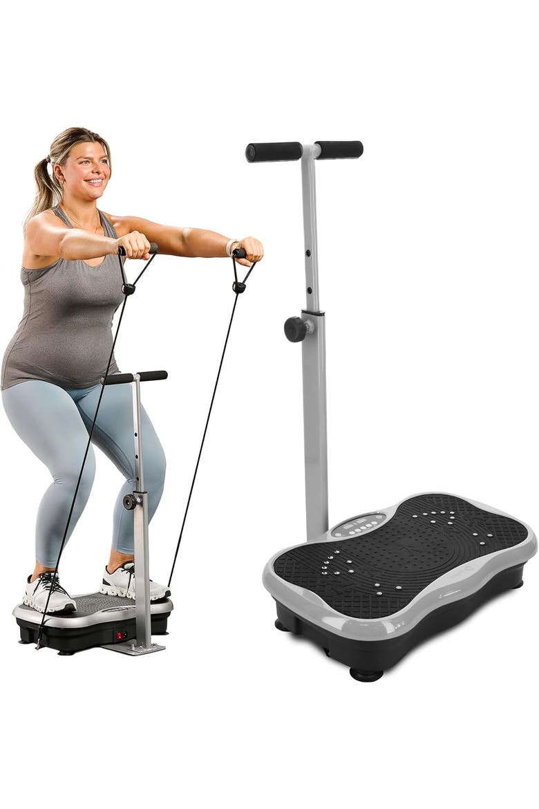 TrimLite Vibration Plate Exercise Machine with Handlebars for Full Body Fitness, Main, color, Grey