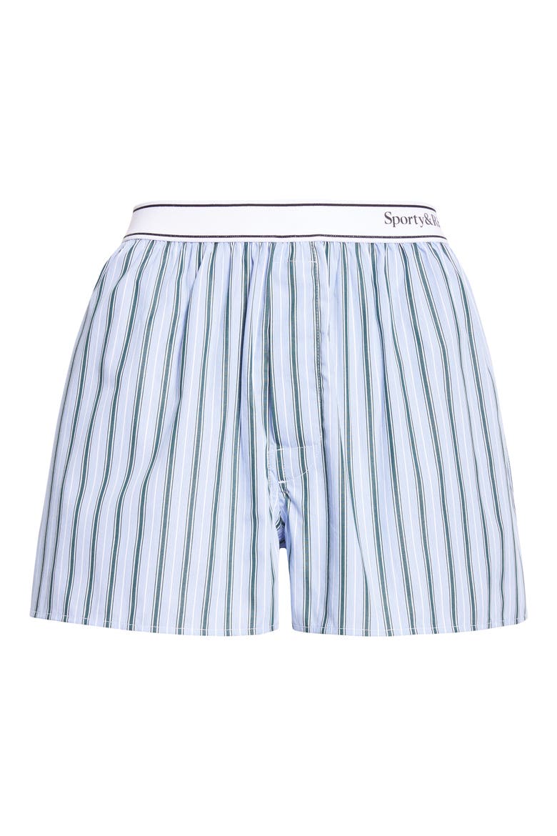 Serif Logo Cotton Boxer Shorts, Alternate, color, BLUE/ GREEN STRIPES