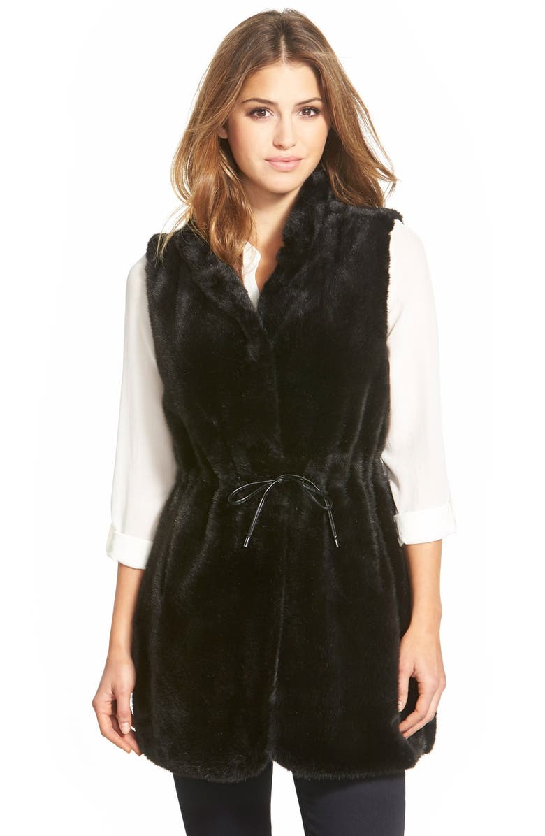 Vince Camuto Drawstring Waist Faux Fur Vest, Main, color,