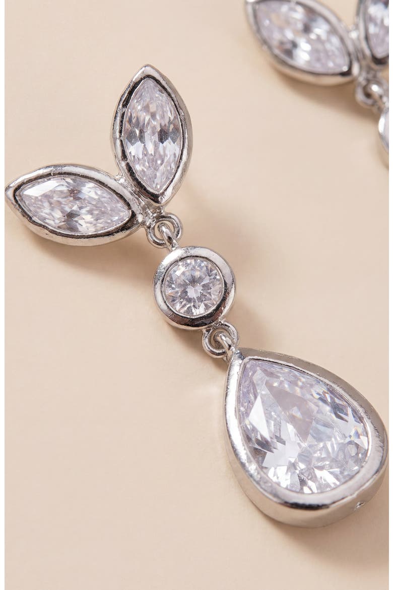 Crystal Leaf-Inspired Drop Earrings, Alternate, color, Silver