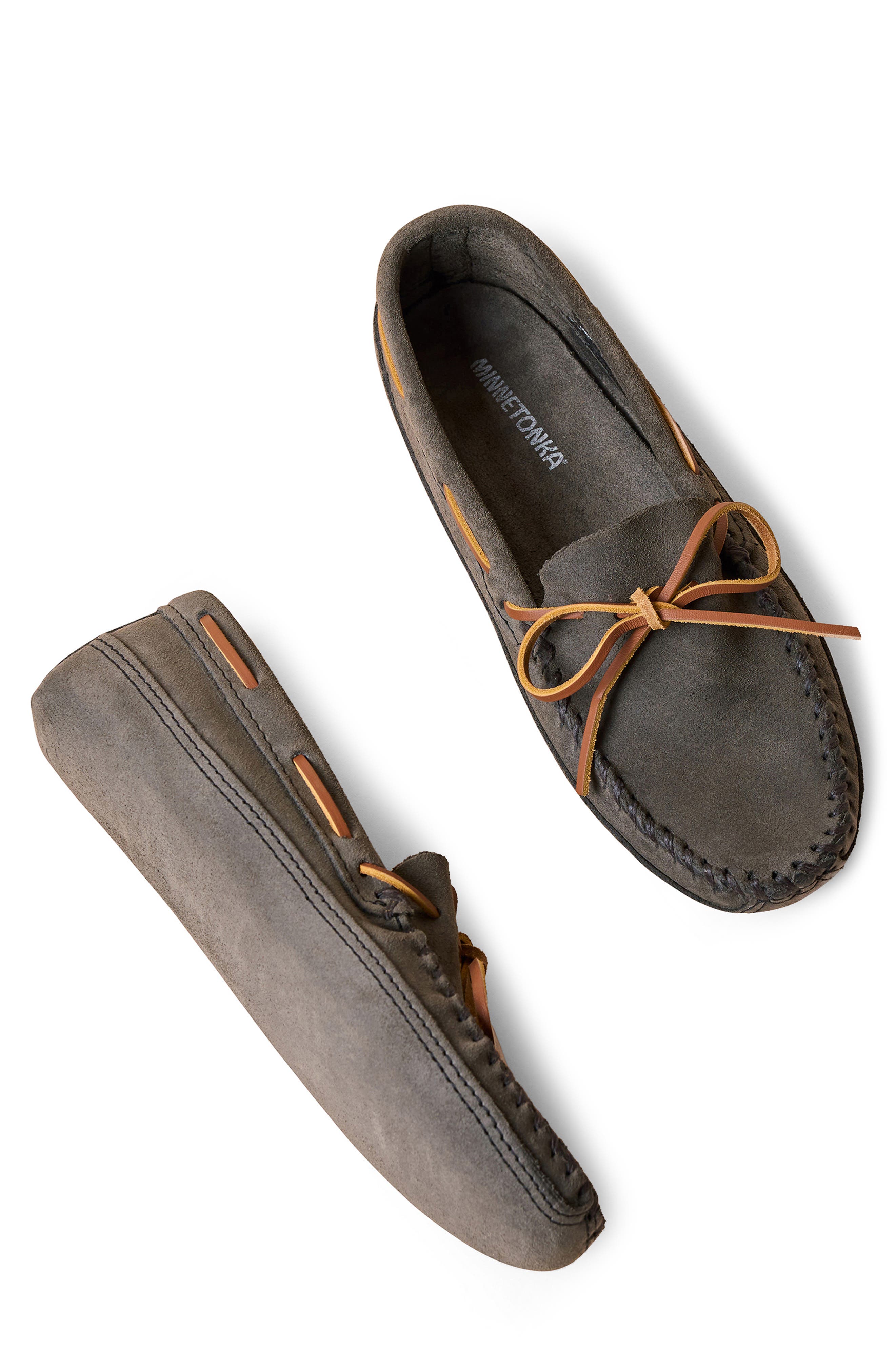 Minnetonka Double Bottom Softsole Slipper, Alternate, color, Grey Ruff