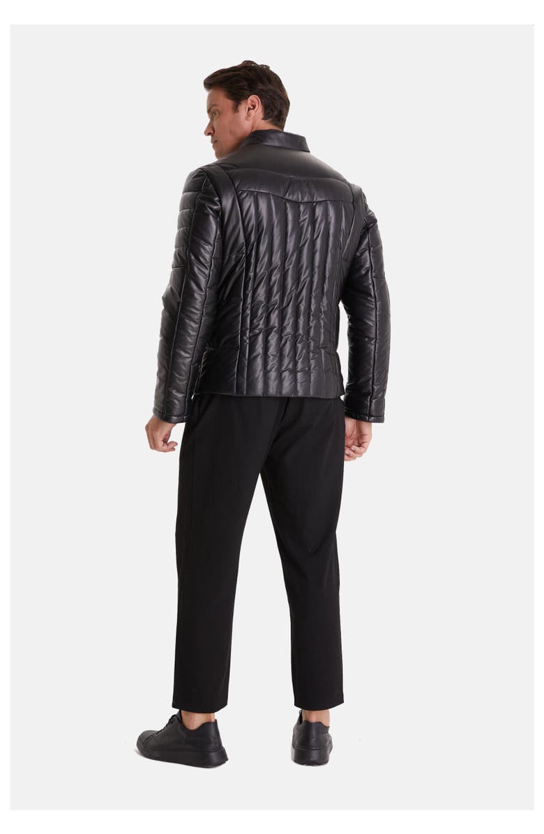 Furniq UK James Leather Jacket, Alternate, color, Black