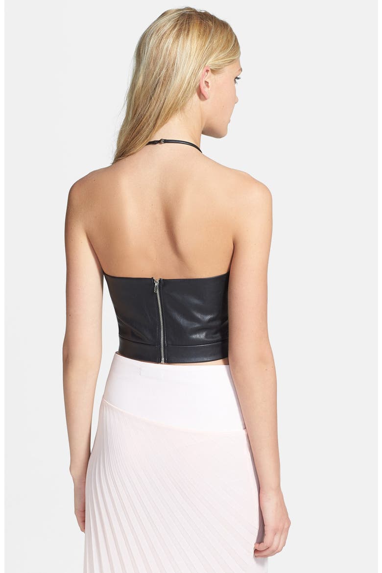 ASTR Faux Leather Halter Crop Top, Alternate, color, BLACK