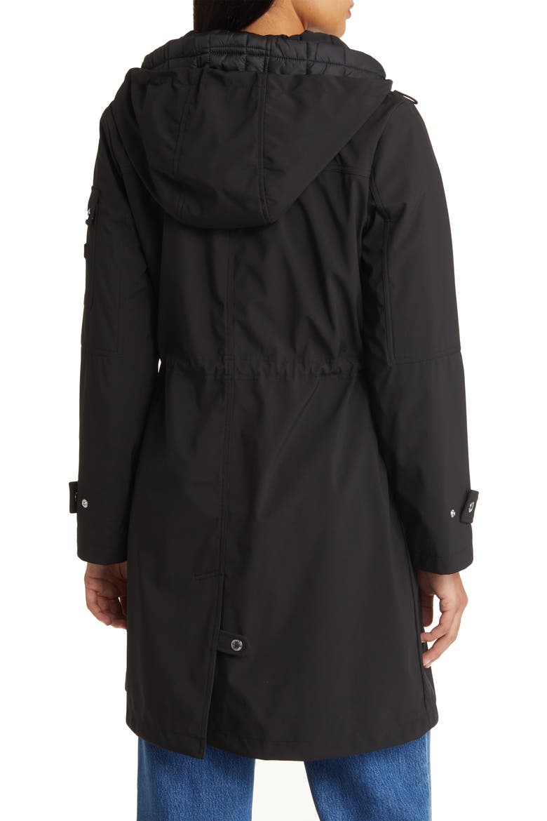 Water Resistant Rain Jacket with Bib, Alternate, color, BLACK