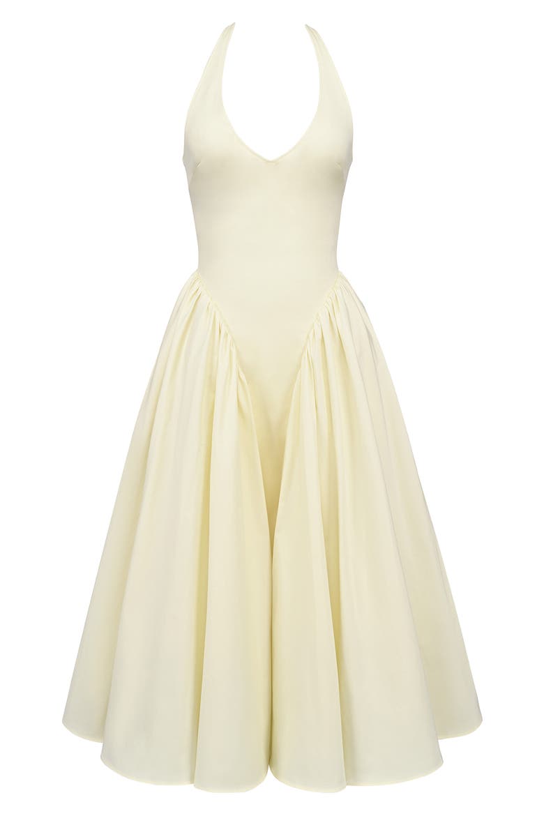 Marilyn Halter Cotton Blend Midi Sundress, Alternate, color, LEMON