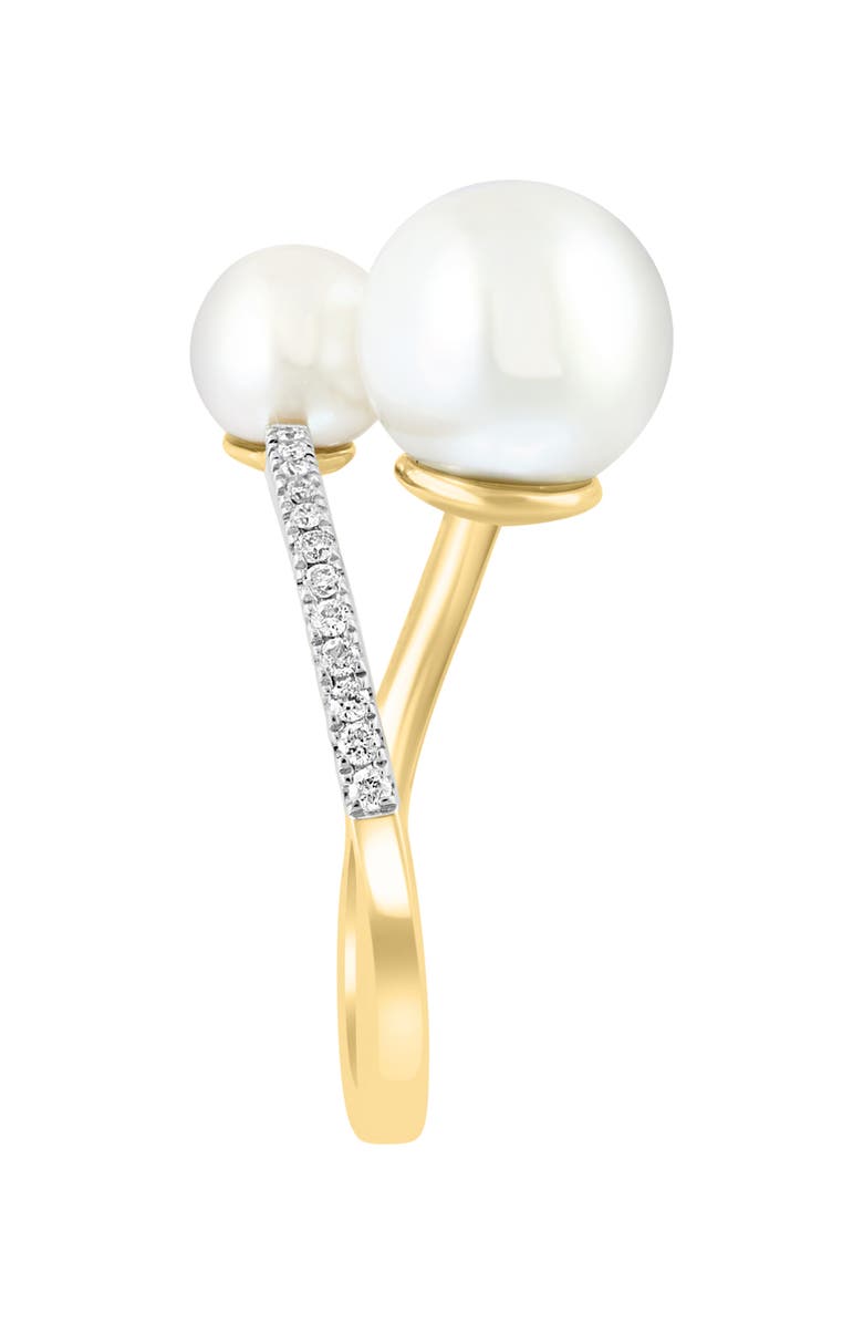 EFFY 14K Yellow Gold Diamond & Freshwater Pearl Crossover Ring - 0.19 ctw, Alternate, color, White