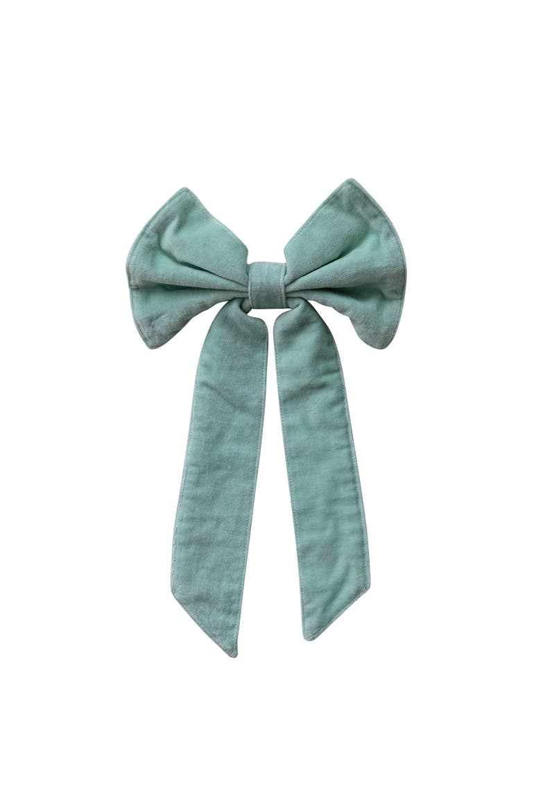 Velvet Cotton Bow with Iron Clip, Main, color, Mint Color