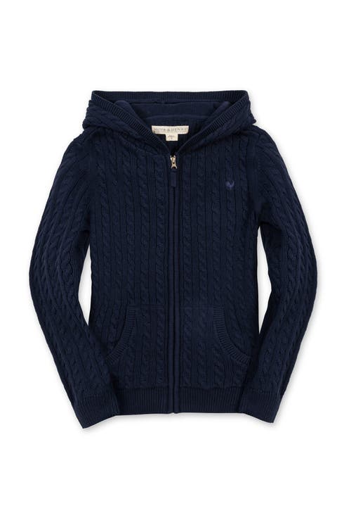 Kids' Organic Long Sleeve Full Zip Hooded Sweater with Elbow Patches