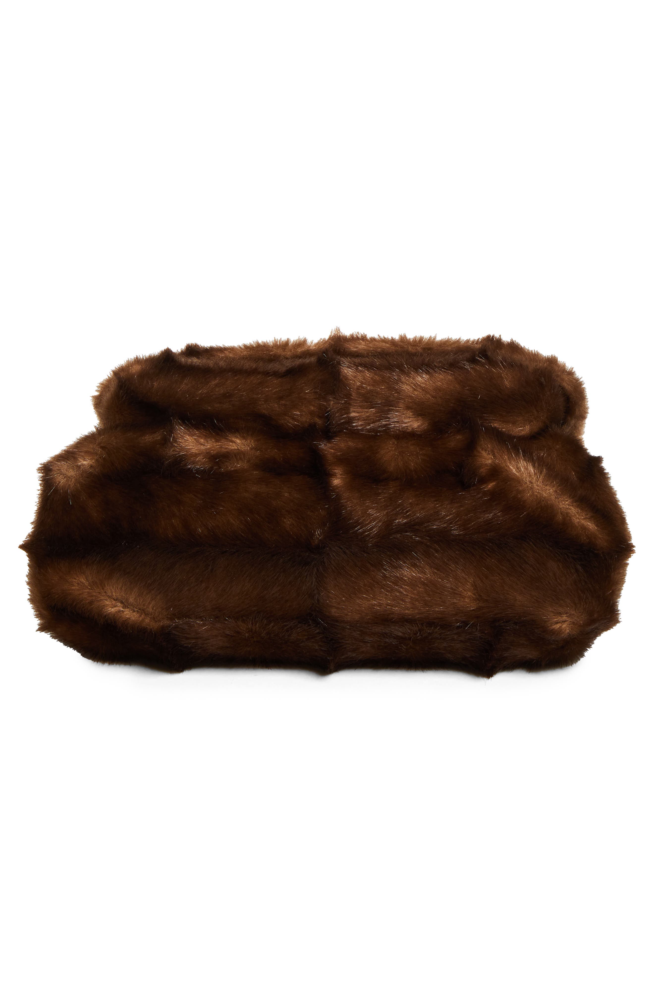 Saint Laurent Large Niki Faux Mink Shoulder Bag, Alternate, color, Espresso/ Gingerbread