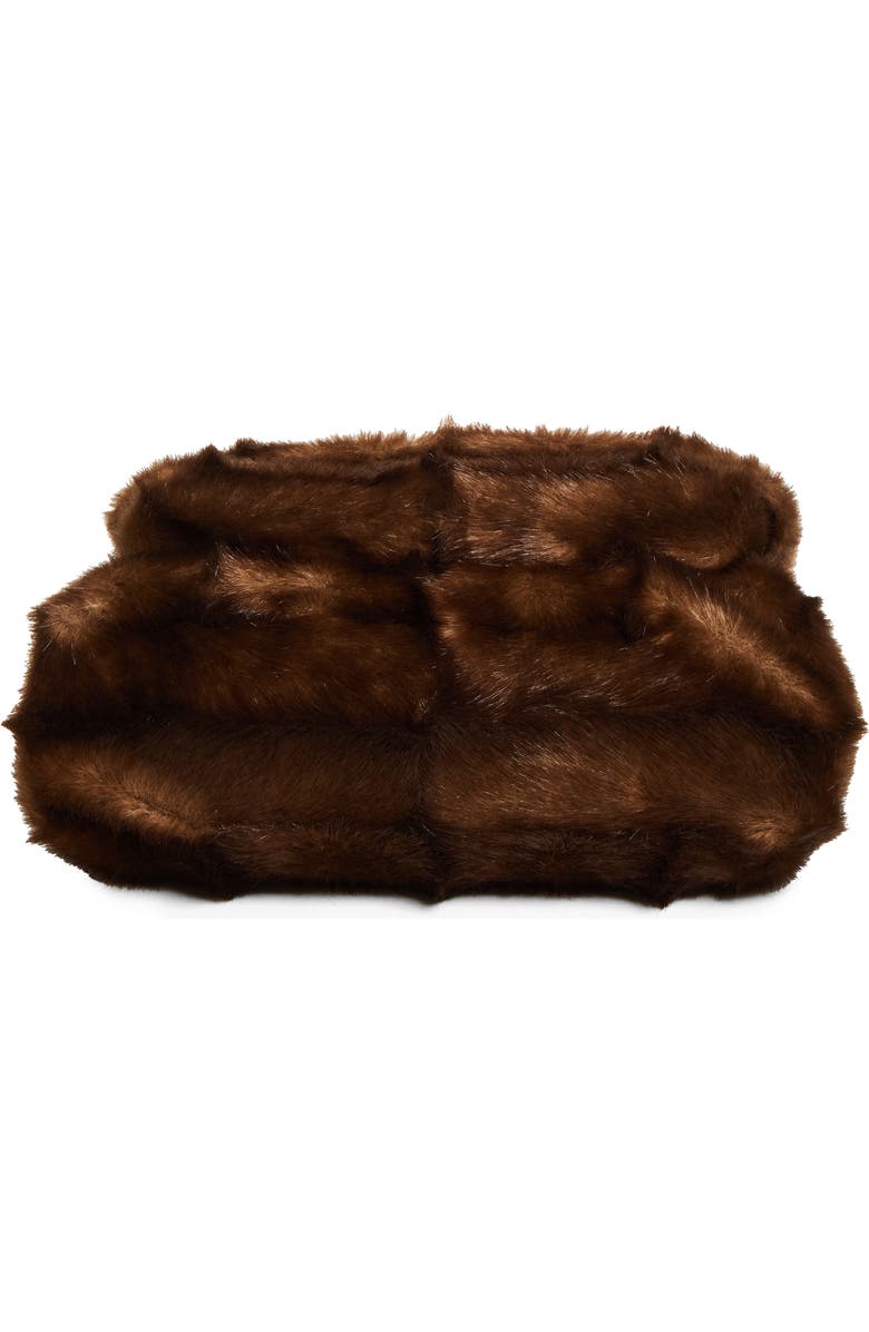 Saint Laurent Large Niki Faux Mink Shoulder Bag, Alternate, color, Espresso/ Gingerbread