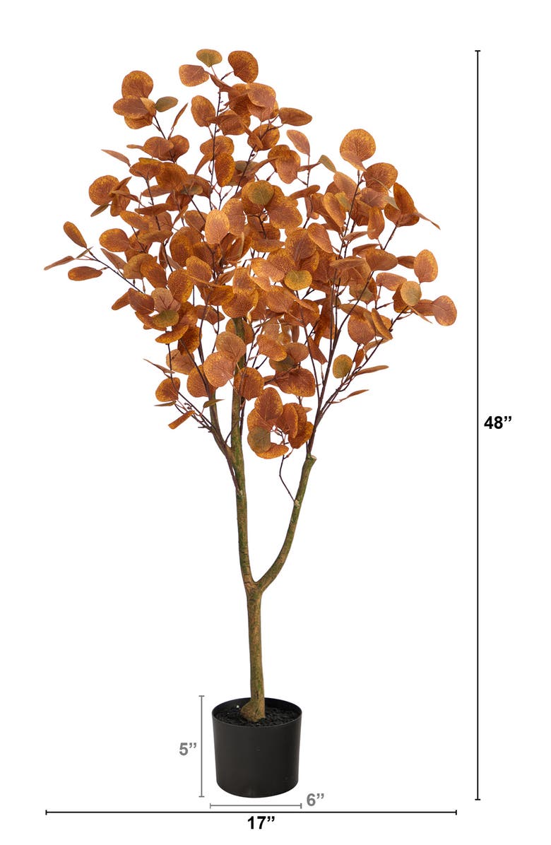 NEARLY NATURAL 4-Foot Autumn Eucalyptus Artificial Tree, Alternate, color, Orange