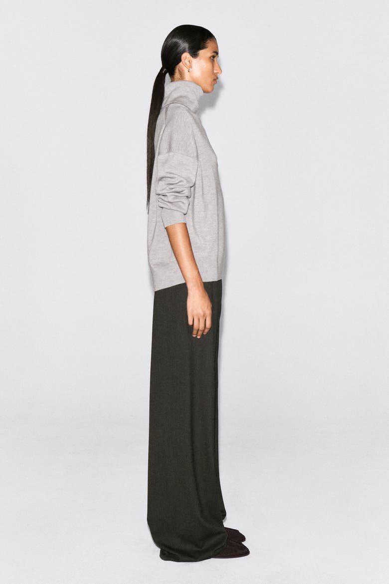 Merino Wool Roll-neck Sweater, Alternate, color, GRAY MÉLANGE