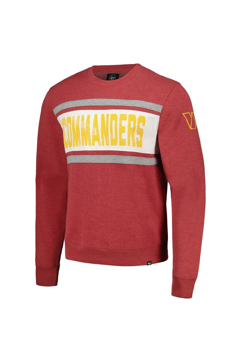 Men's '47 Heathered Burgundy Washington Commanders Bypass Tribeca Pullover Sweatshirt, Alternate, color, Burgundy