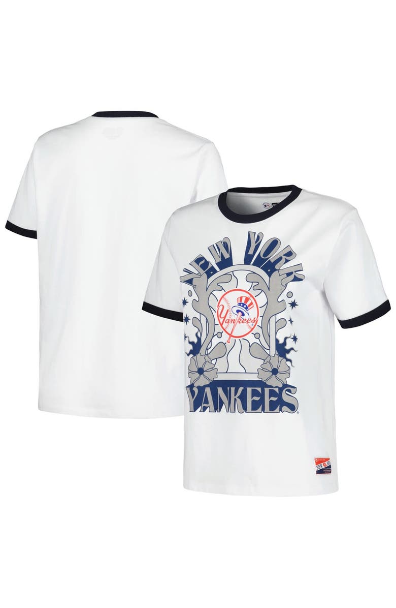 New Era Women's New Era White New York Yankees Oversized Ringer T-Shirt, Main, color, White