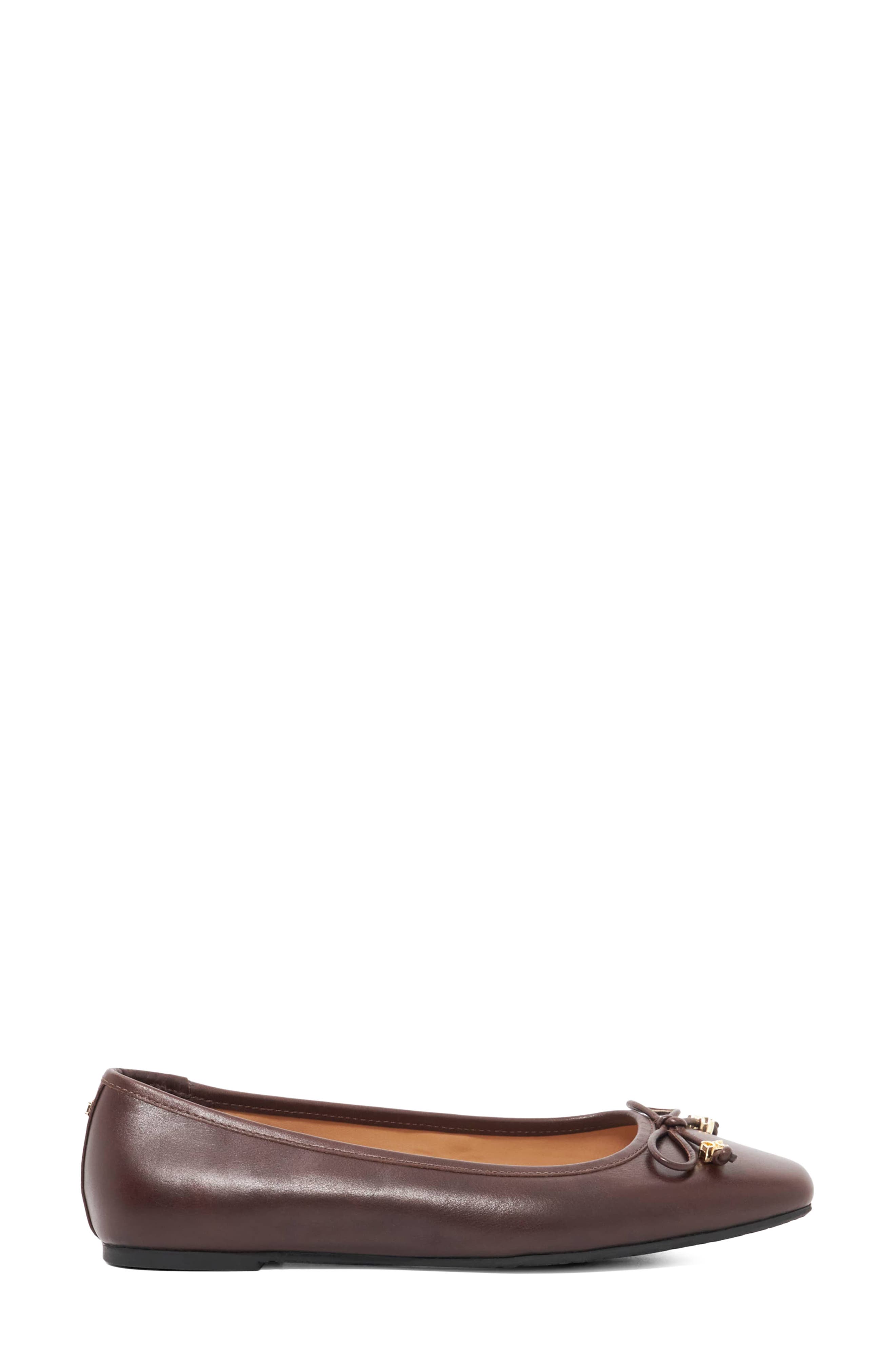 Hennie Leather Ballet Flat, Alternate, color, DARK BROWN