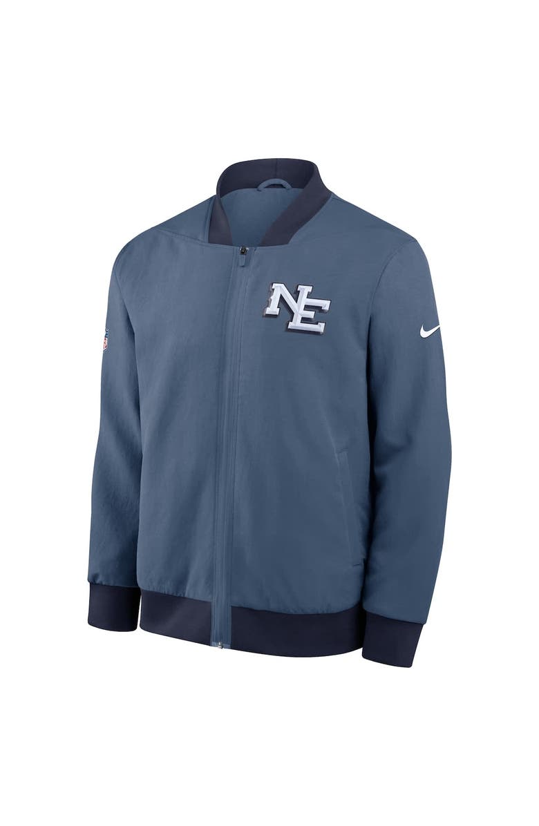 Nike Men's Nike  Storm Blue New England Patriots 2025 Rivalries Collection Sideline Full-Zip Bomber Jacket, Alternate, color, 