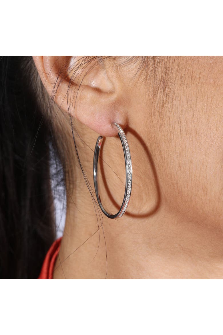 Skinny Drip Large Hoop, Alternate, color, Sterling Silver