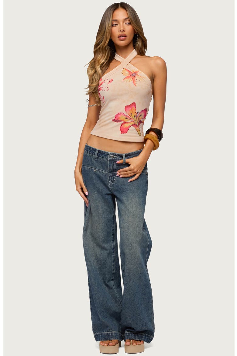 Wyn Studded Low Rise Baggy Wide Leg Jeans, Alternate, color, BLUE-VINTAGE-WASHED