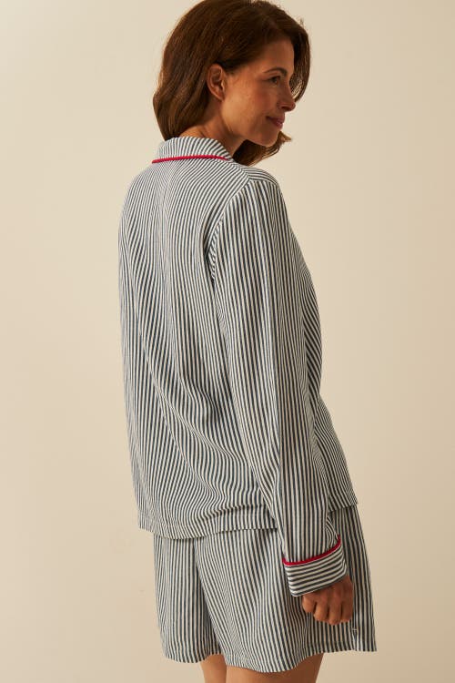 Stripe & Stare Ecovero Pyjama Top In Blue