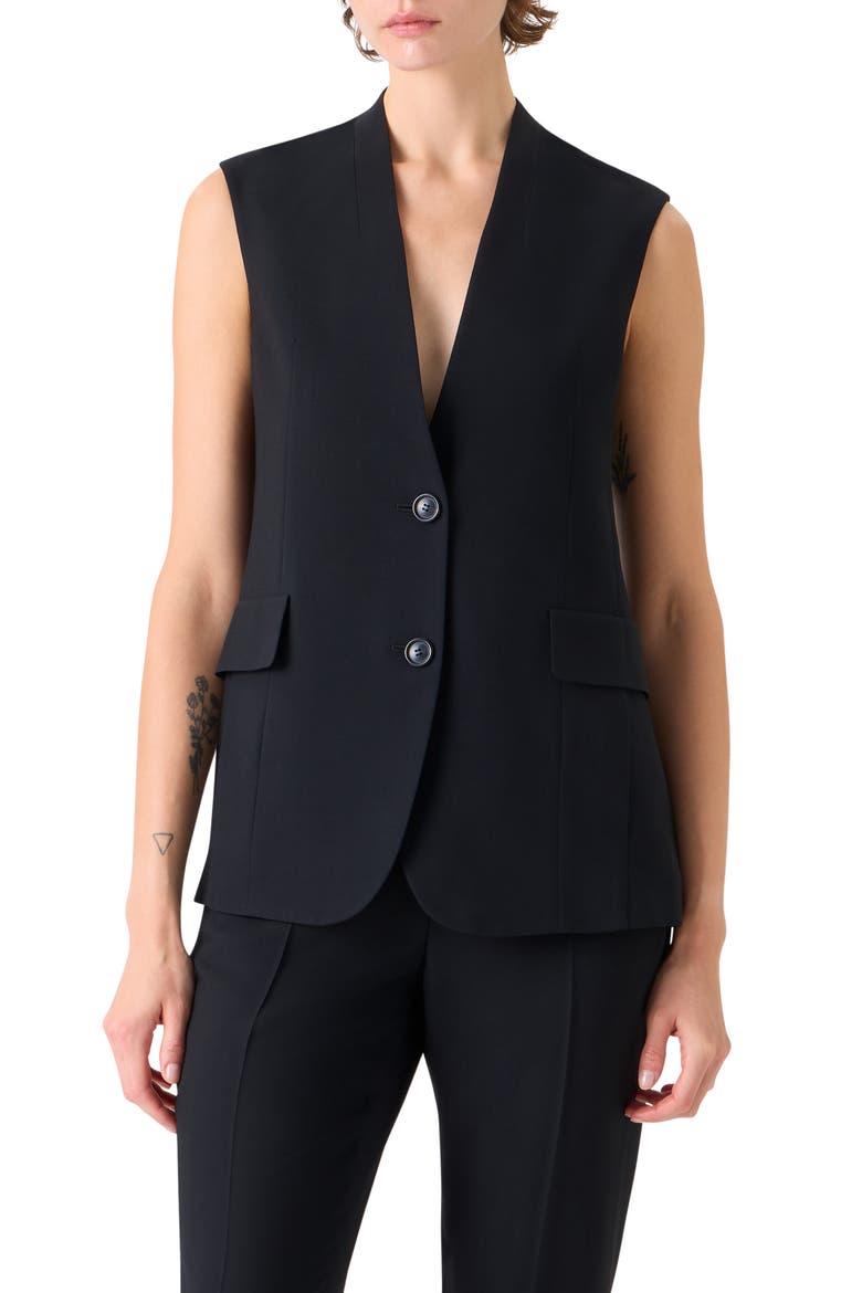 Martina Tailored Wool Blend Vest, Main, color, BLACK