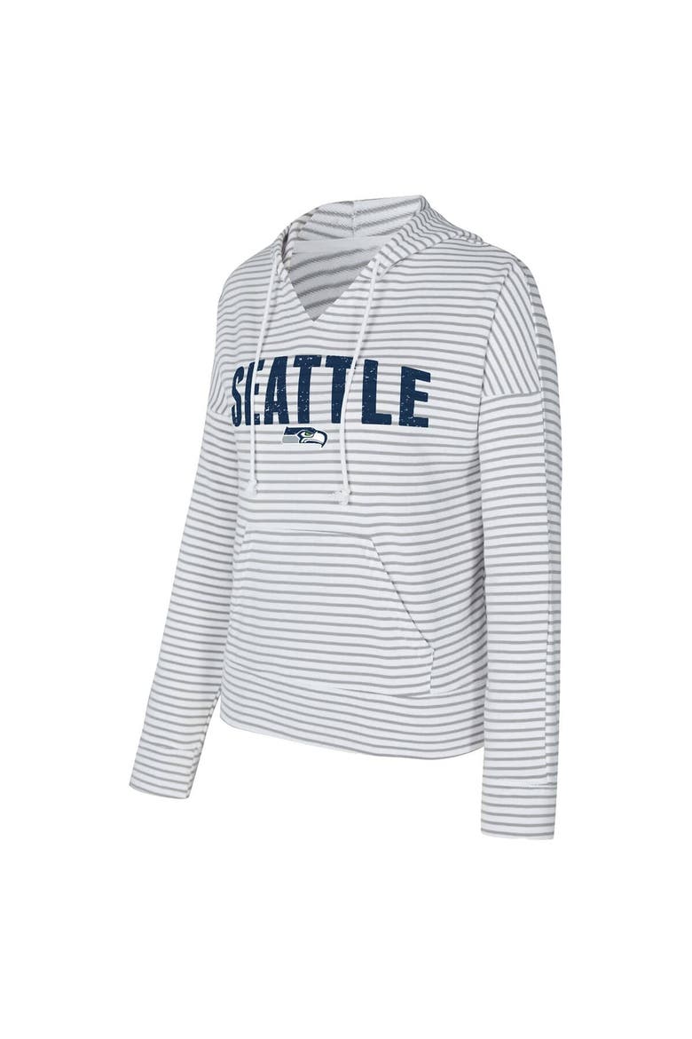 Women's Concepts Sport White/Gray Seattle Seahawks Liftoff Striped V-Neck Hoodie, Alternate, color, White