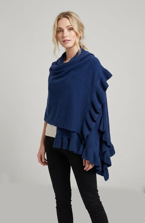 Cashmere ruffled shawl