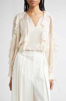 Reiss Zaria Ruffle Tie Neck Top