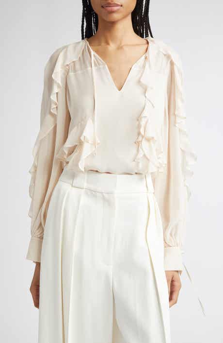 Reiss Zaria Ruffle Tie Neck Top