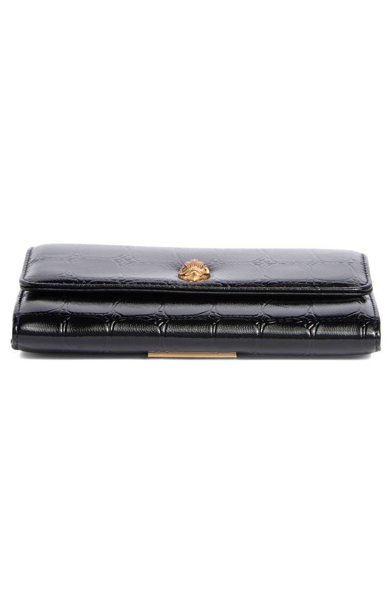 Kurt Geiger London Kensington Croc Embossed Leather Wallet On A Chain, Alternate, color, Black