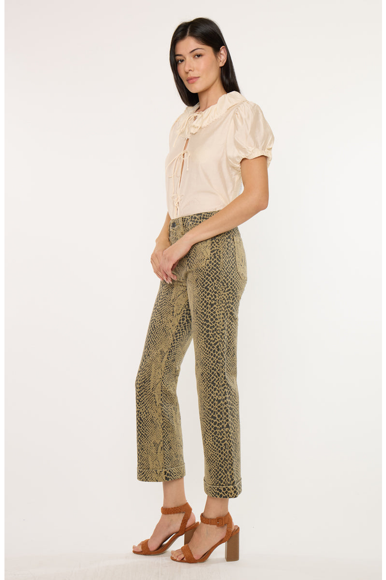 Natalie High Rise Crop Flare Jeans, Alternate, color, Python Print