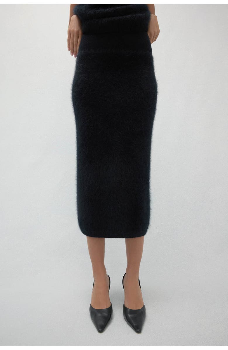 NAKED CASHMERE Francesca Brushed Cashmere Midi Skirt, Alternate, color, Black
