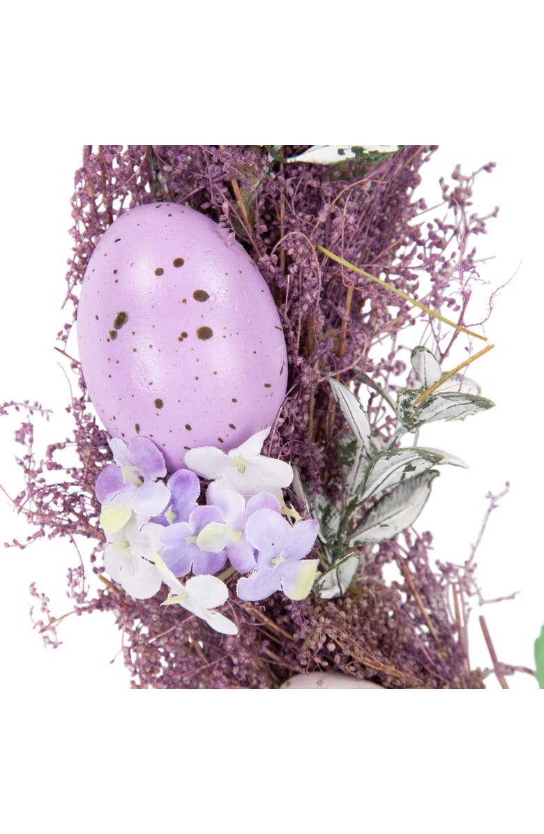 Northlight Speckled Egg Floral Easter Twig Wreath - 12" - Lavender, Alternate, color, Purple